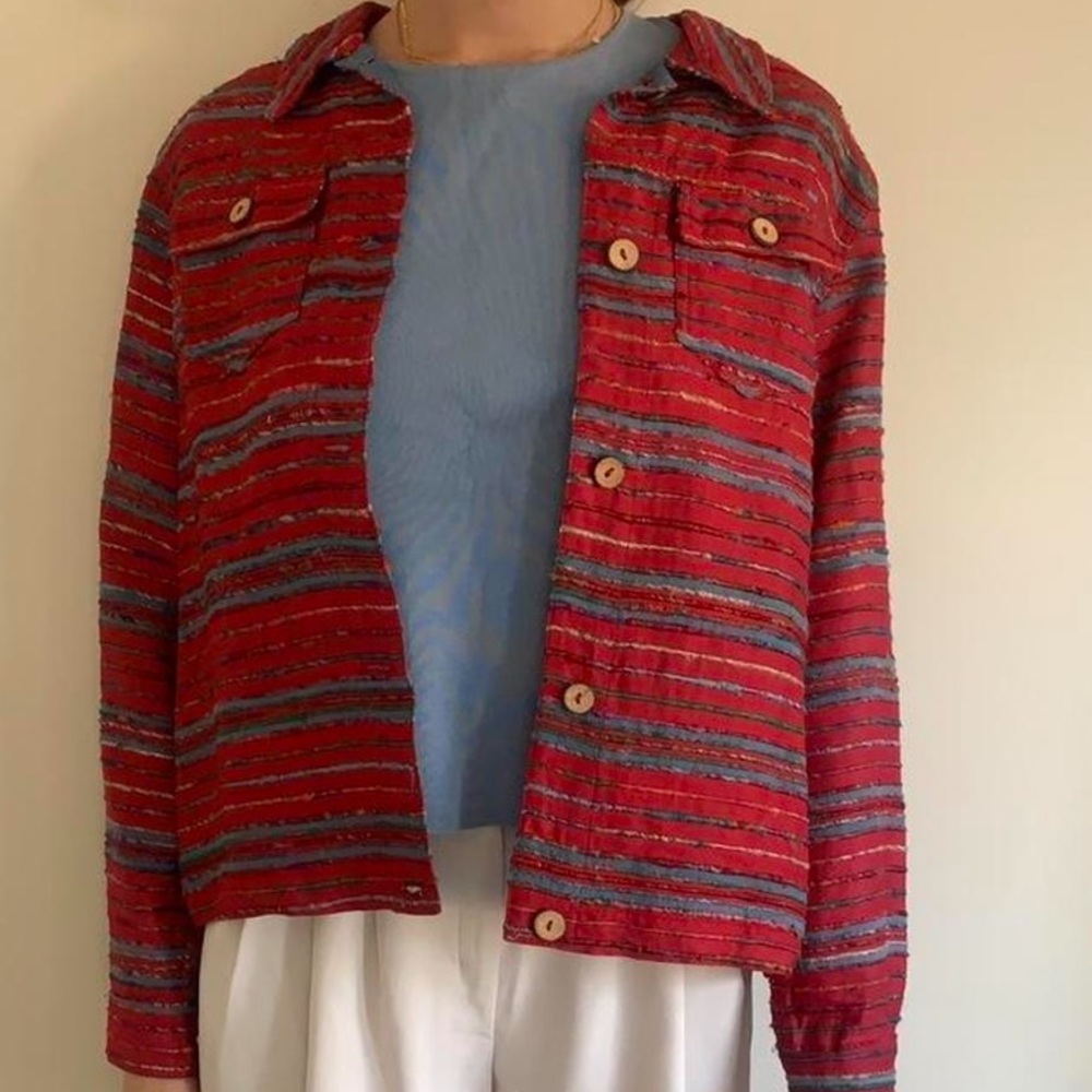 Vintage unique embroidery threaded jacket